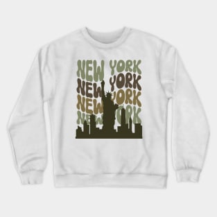 Retro New York Statue of Liberty Skyline Crewneck Sweatshirt